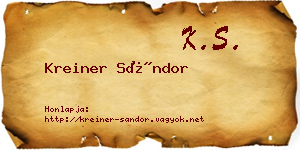 Kreiner Sándor névjegykártya